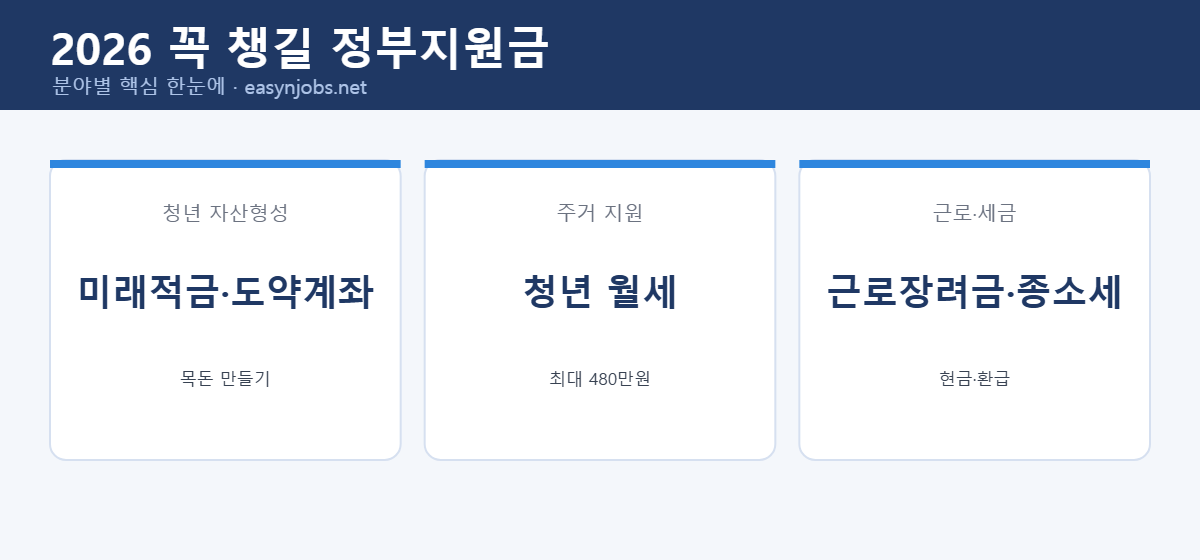 2026 정부지원금 청년자산형성 주거 근로세금 분야별 정리