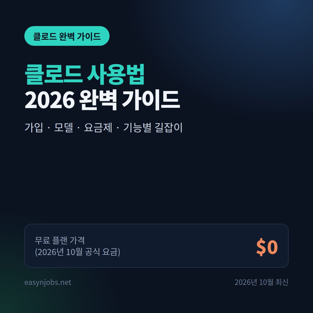 클로드 사용법 2026 완벽 가이드: 무료 가입부터 모델 차이·요금제·기능별 활용까지 (10월 최신)