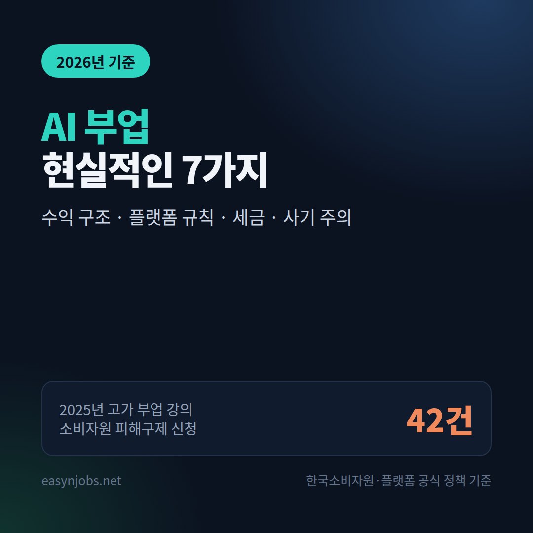 AI 부업 2026: 직장인이 해볼 만한 7가지와 수익 구조·세금·플랫폼 규칙 총정리