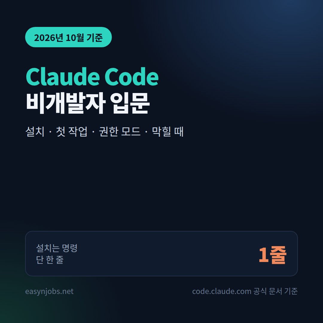 Claude Code 비개발자 입문 썸네일: 설치는 명령 한 줄