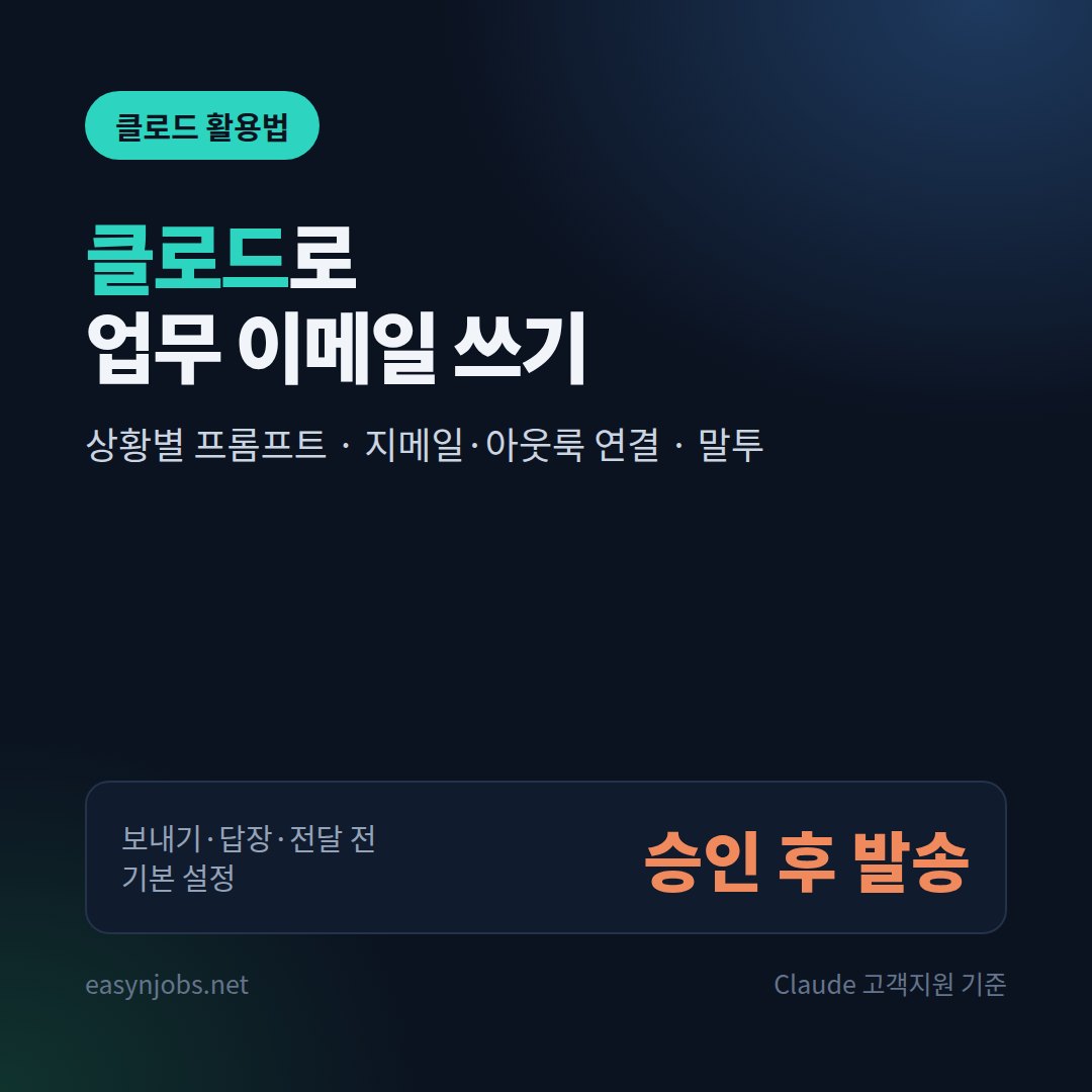 클로드로 업무 이메일 쓰는 법: 상황별 프롬프트, 지메일·아웃룩 연결, 보내기 전 확인할 것